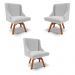 Kit 3 Cadeiras Decorativas Sala de Jantar Base Giratória de Madeira Firenze Linho Cinza/Natural G19 - Gran Belo