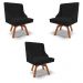 Kit 3 Cadeiras Decorativas Sala de Jantar Base Giratória de Madeira Firenze Linho Preto/Natural G19 - Gran Belo