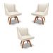 Kit 3 Cadeiras Decorativas Sala de Jantar Base Giratória de Madeira Firenze PU Bege/Natural G19 - Gran Belo