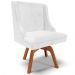 Kit 3 Cadeiras Decorativas Sala de Jantar Base Giratória de Madeira Firenze PU Branco Brilho/Natural G19 - Gran Belo