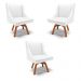 Kit 3 Cadeiras Decorativas Sala de Jantar Base Giratória de Madeira Firenze PU Branco Fosco/Natural G19 - Gran Belo