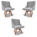 Kit 3 Cadeiras Decorativas Sala de Jantar Base Giratória de Madeira Firenze Suede Cinza/Natural G19 - Gran Belo