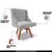 Kit 3 Cadeiras Decorativas Sala de Jantar Base Giratória de Madeira Firenze Suede Cinza/Natural G19 - Gran Belo