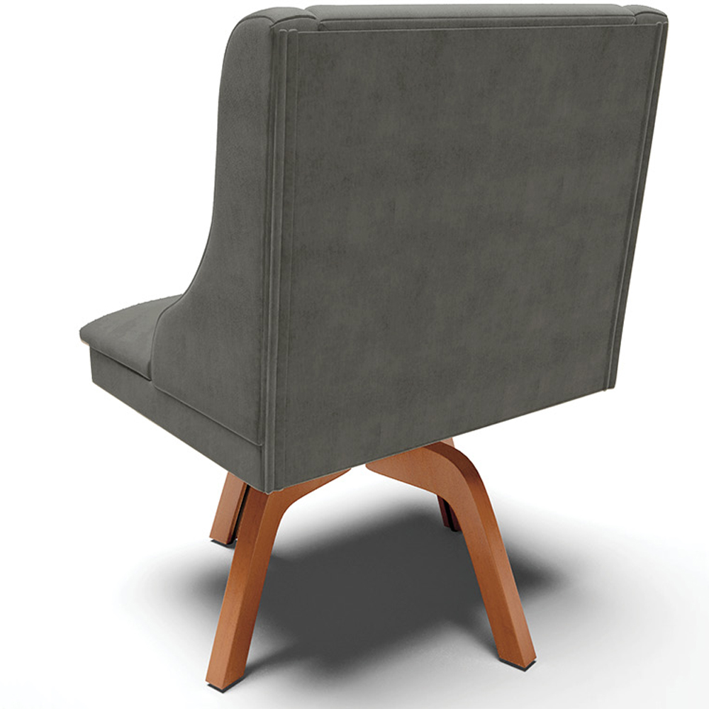 Kit 3 Cadeiras Decorativas Sala de Jantar Base Giratória de Madeira Firenze Suede Grafite/Natural G19 - Gran Belo