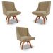 Kit 3 Cadeiras Decorativas Sala de Jantar Base Giratória de Madeira Firenze Suede Nude/Natural G19 - Gran Belo