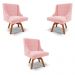 Kit 3 Cadeiras Decorativas Sala de Jantar Base Giratória de Madeira Firenze Suede Rosa Bebê/Natural G19 - Gran Belo
