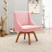 Kit 3 Cadeiras Decorativas Sala de Jantar Base Giratória de Madeira Firenze Suede Rosa Bebê/Natural G19 - Gran Belo