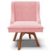 Kit 3 Cadeiras Decorativas Sala de Jantar Base Giratória de Madeira Firenze Suede Rosa Bebê/Natural G19 - Gran Belo