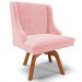 Kit 3 Cadeiras Decorativas Sala de Jantar Base Giratória de Madeira Firenze Suede Rosa Bebê/Natural G19 - Gran Belo