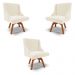 Kit 3 Cadeiras Decorativas Sala de Jantar Base Giratória de Madeira Firenze Veludo Bege/Natural G19 - Gran Belo