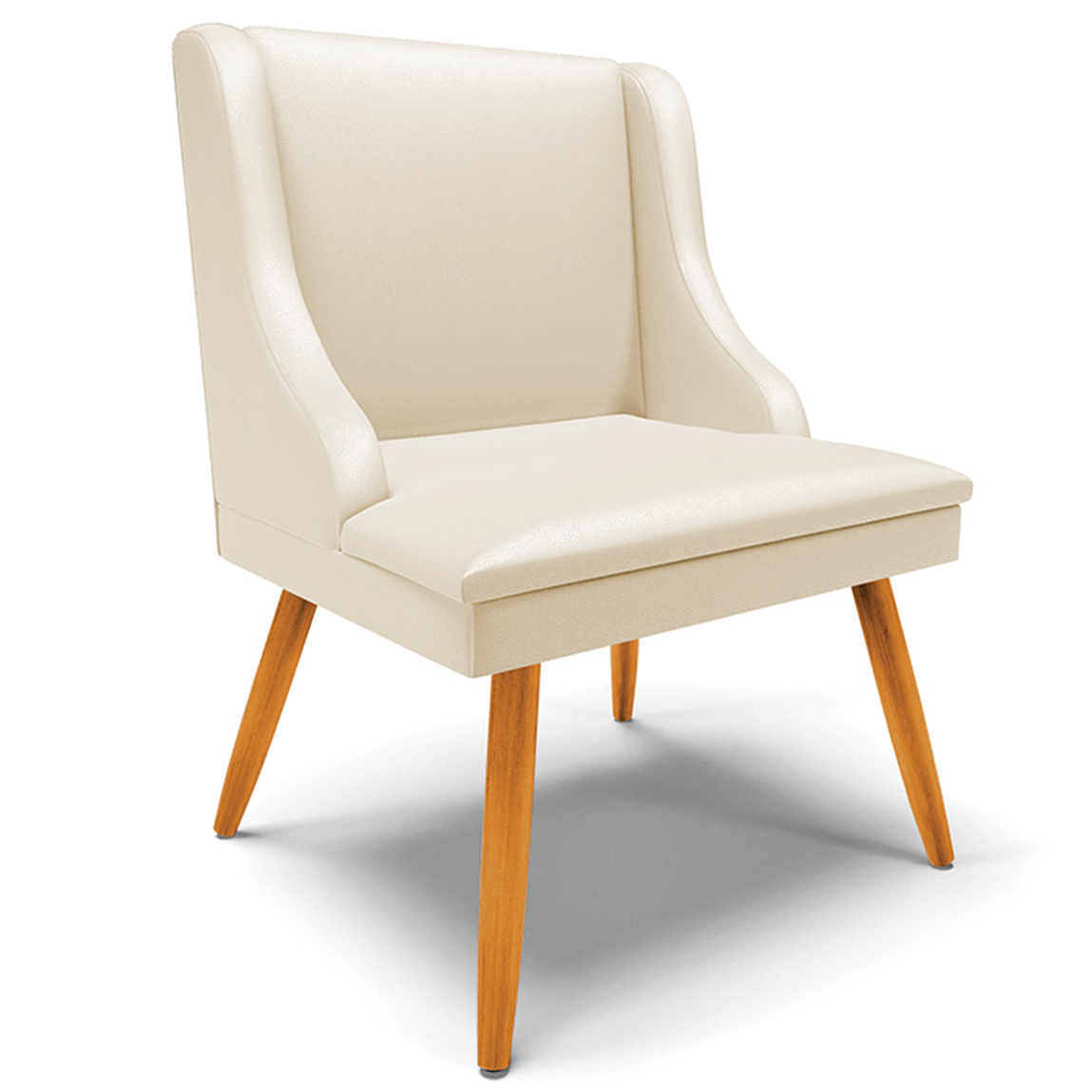 Kit 3 Cadeiras Decorativas Sala de Jantar Pés Palito de Madeira Firenze PU Bege/Natural G19 - Gran Belo