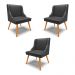 Kit 3 Cadeiras Decorativas Sala de Jantar Pés Palito de Madeira Firenze PU Preto Fosco/Natural G19 - Gran Belo