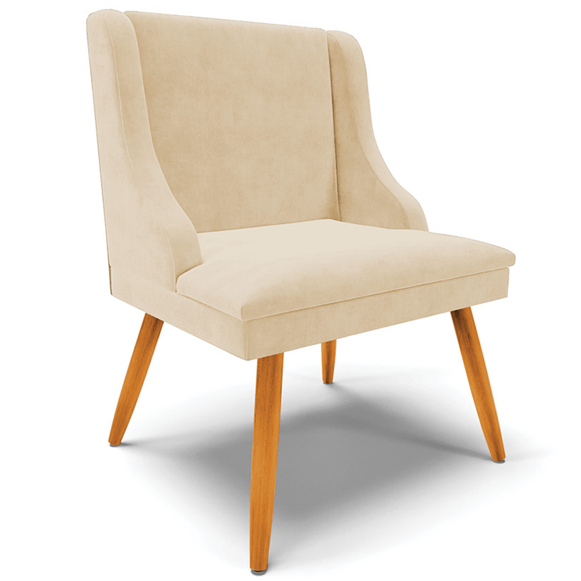 Kit 3 Cadeiras Decorativas Sala de Jantar Pés Palito de Madeira Firenze Suede Bege/Natural G19 - Gran Belo
