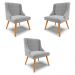 Kit 3 Cadeiras Decorativas Sala de Jantar Pés Palito de Madeira Firenze Suede Cinza/Natural G19 - Gran Belo