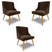 Kit 3 Cadeiras Decorativas Sala de Jantar Pés Palito de Madeira Firenze Suede Marrom/Natural G19 - Gran Belo