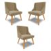 Kit 3 Cadeiras Decorativas Sala de Jantar Pés Palito de Madeira Firenze Suede Nude/Natural G19 - Gran Belo