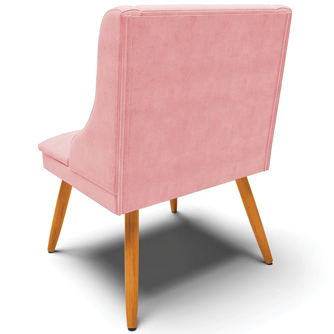 Kit 3 Cadeiras Decorativas Sala de Jantar Pés Palito de Madeira Firenze Suede Rosa Bebê/Natural G19 - Gran Belo