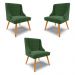 Kit 3 Cadeiras Decorativas Sala de Jantar Pés Palito de Madeira Firenze Suede Verde Esmeralda/Natural G19 - Gran Belo