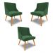 Kit 3 Cadeiras Decorativas Sala de Jantar Pés Palito de Madeira Firenze Veludo Verde/Natural G19 - Gran Belo