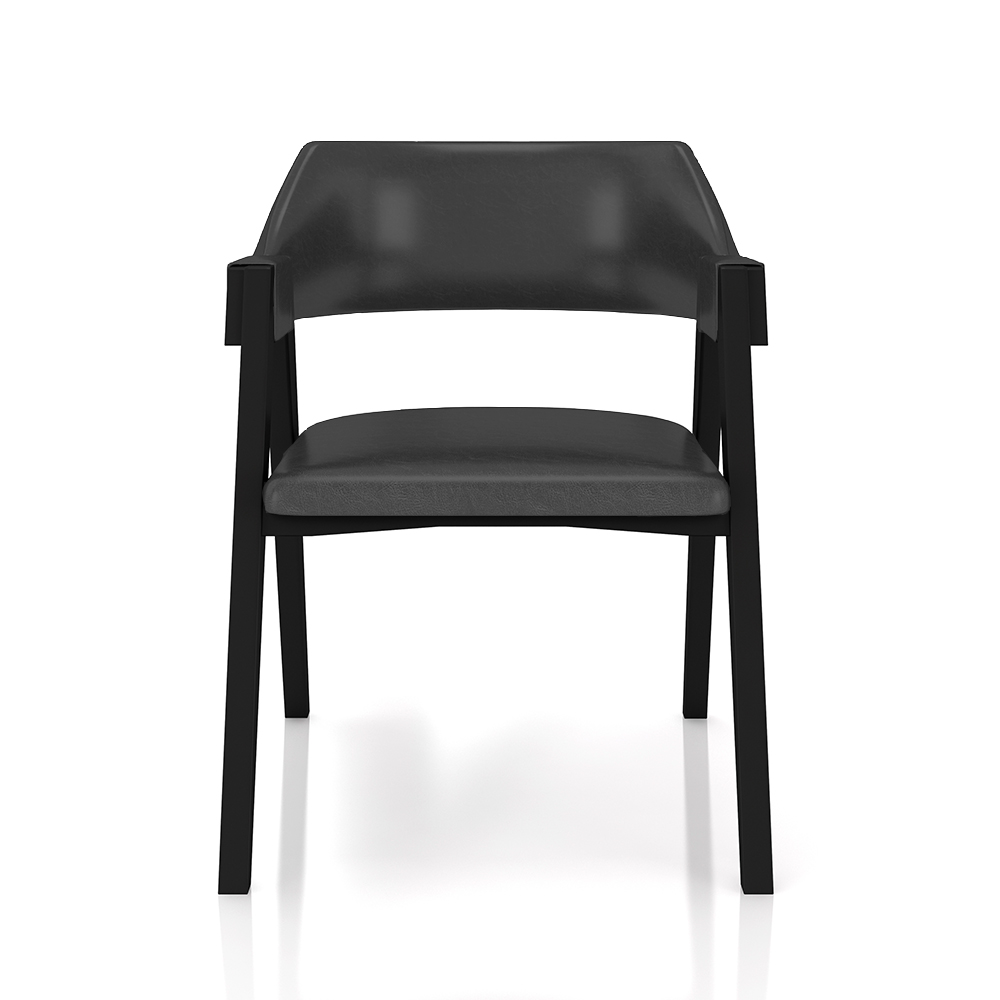 Kit 3 Cadeiras Sala de Jantar e Jogos Carteados Madeira Maciça Poker PU Grafite/Preto G42 - Gran Belo