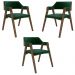 Kit 3 Cadeiras Sala de Jantar e Jogos Carteados Madeira Maciça Poker Veludo Verde/Nogueira G42 - Gran Belo
