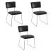 Kit 3 Cadeiras de Jantar Decorativa Base Aço Preto Luigi PU Preto G17 - Gran Belo