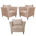Kit 3 Poltronas Decorativa Sala de Estar Pés Palito Lubbock Couro Bege G58 - Gran Belo