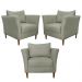 Kit 3 Poltronas Decorativa Sala de Estar Pés Palito Lubbock Couro Fendi G58 - Gran Belo