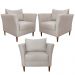 Kit 3 Poltronas Decorativa Sala de Estar Pés Palito Lubbock Couro Off White G58 - Gran Belo