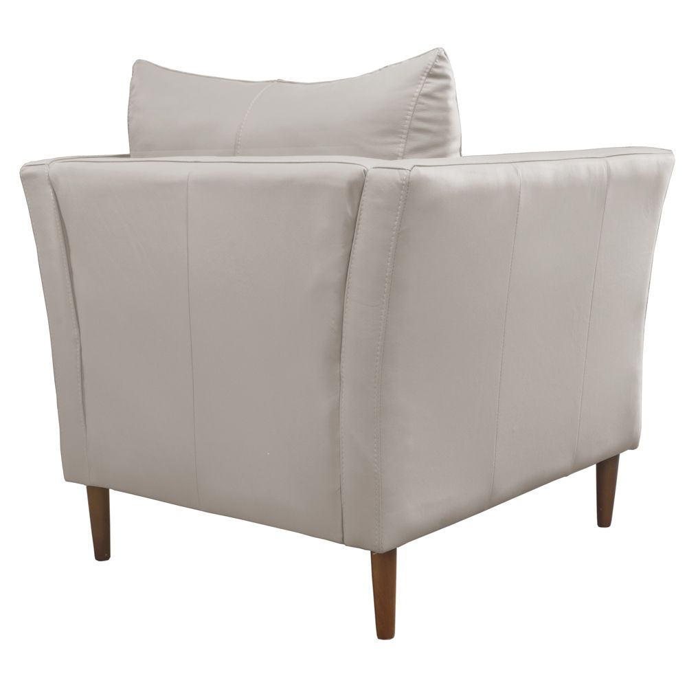 Kit 3 Poltronas Decorativa Sala de Estar Pés Palito Lubbock Couro Off White G58 - Gran Belo