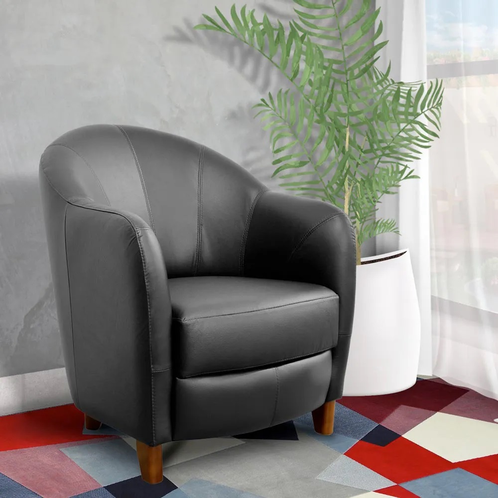 Kit 3 Poltronas Decorativas Sala de Estar Pés Madeira Kairós Couro Preto - Gran Belo