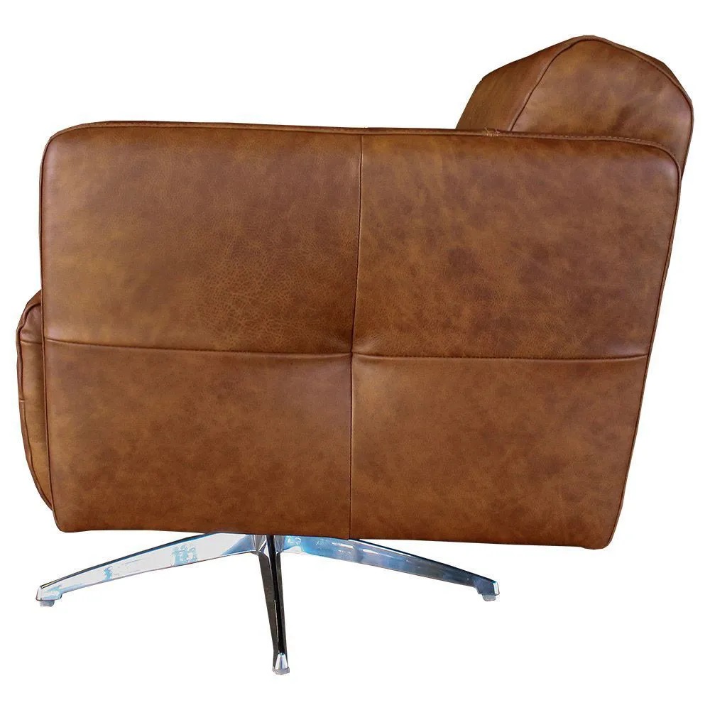 Kit 3 Poltronas Giratória para Sala de Estar Astana Couro Caramelo G40 - Gran Belo