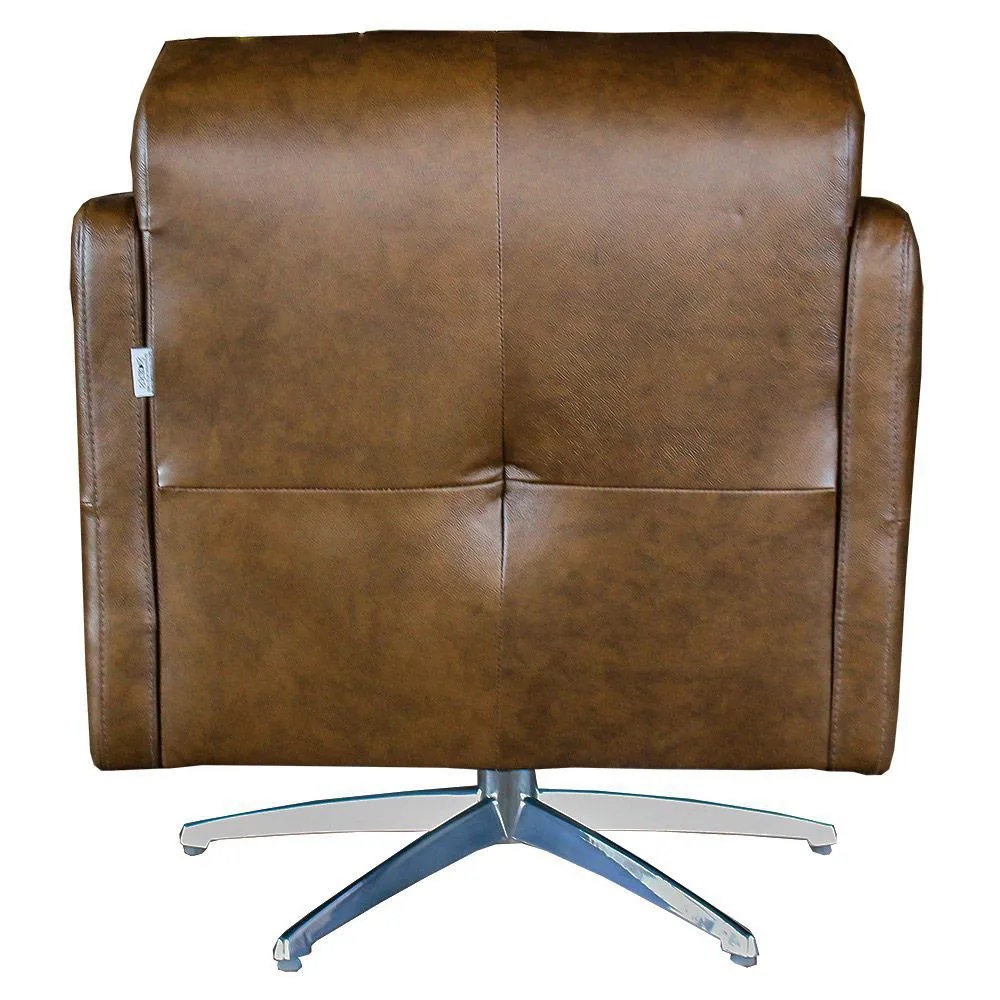 Kit 3 Poltronas Giratória para Sala de Estar Astana Couro Marrom Bicolor G40 - Gran Belo