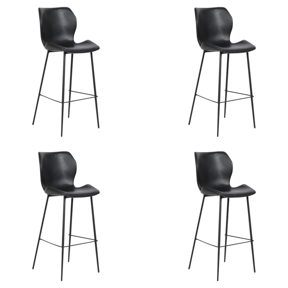 Kit 4 Banquetas Base Aço Fixa Naboo PU Preto G56 - Gran Belo