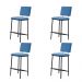 Kit 4 Banquetas Fixa Decorativa Base de Aço Marcius Linho Azul Jeans - Gran Belo