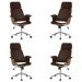Kit 4 Cadeira de Escritório Home Office Decorativas Casemiro PU c/Regulagem de Altura Base Giratória Marrom G56 - Gran Belo