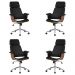 Kit 4 Cadeira de Escritório Home Office Decorativas Casemiro PU c/Regulagem de Altura Base Giratória Preto G56 - Gran Belo