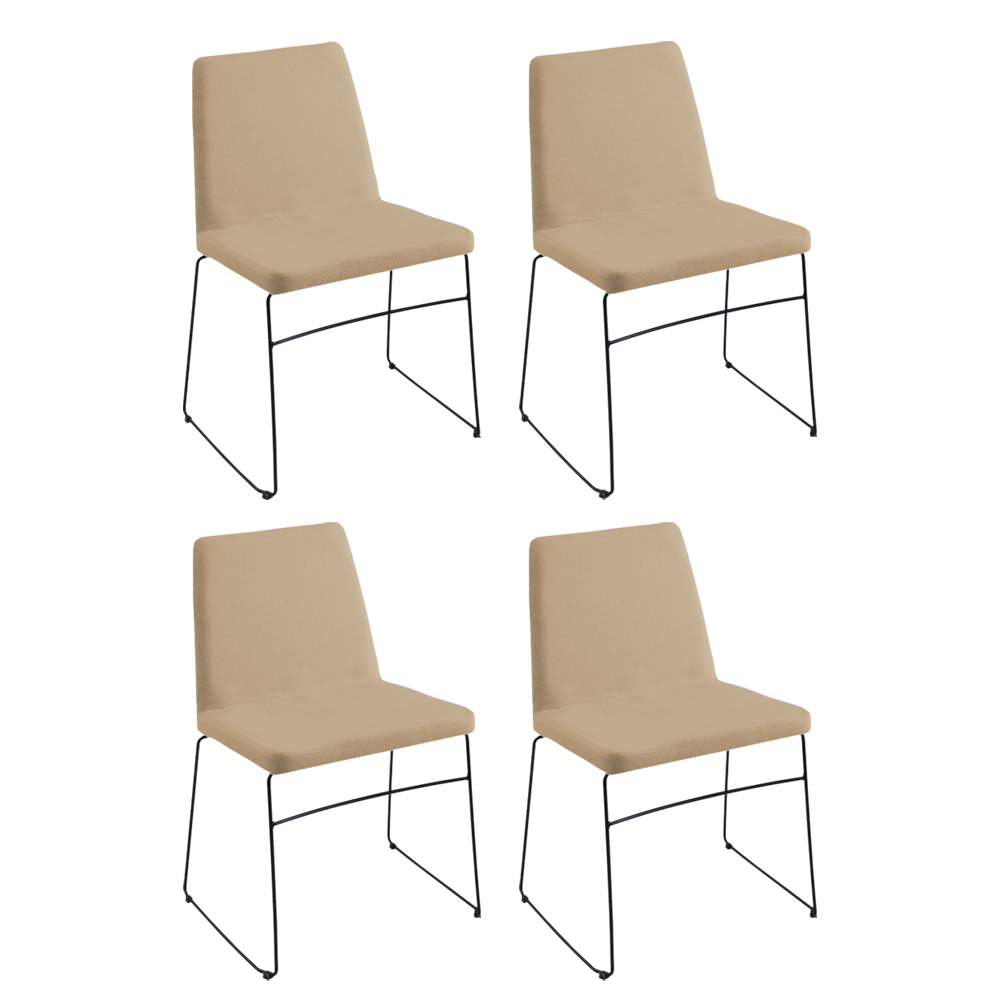 Kit 4 Cadeiras Decorativa Sala de Jantar Anne Linho Bege G17 - Gran Belo