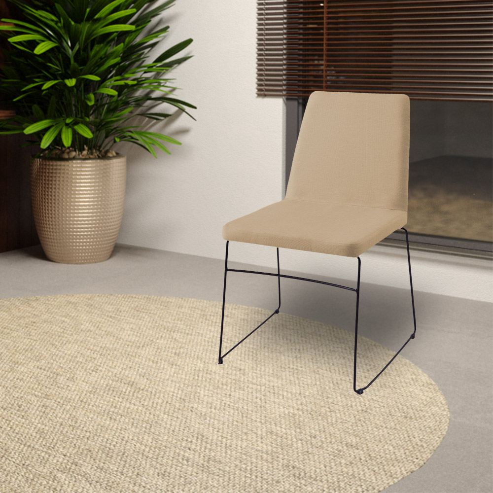Kit 4 Cadeiras Decorativa Sala de Jantar Anne Linho Bege G17 - Gran Belo