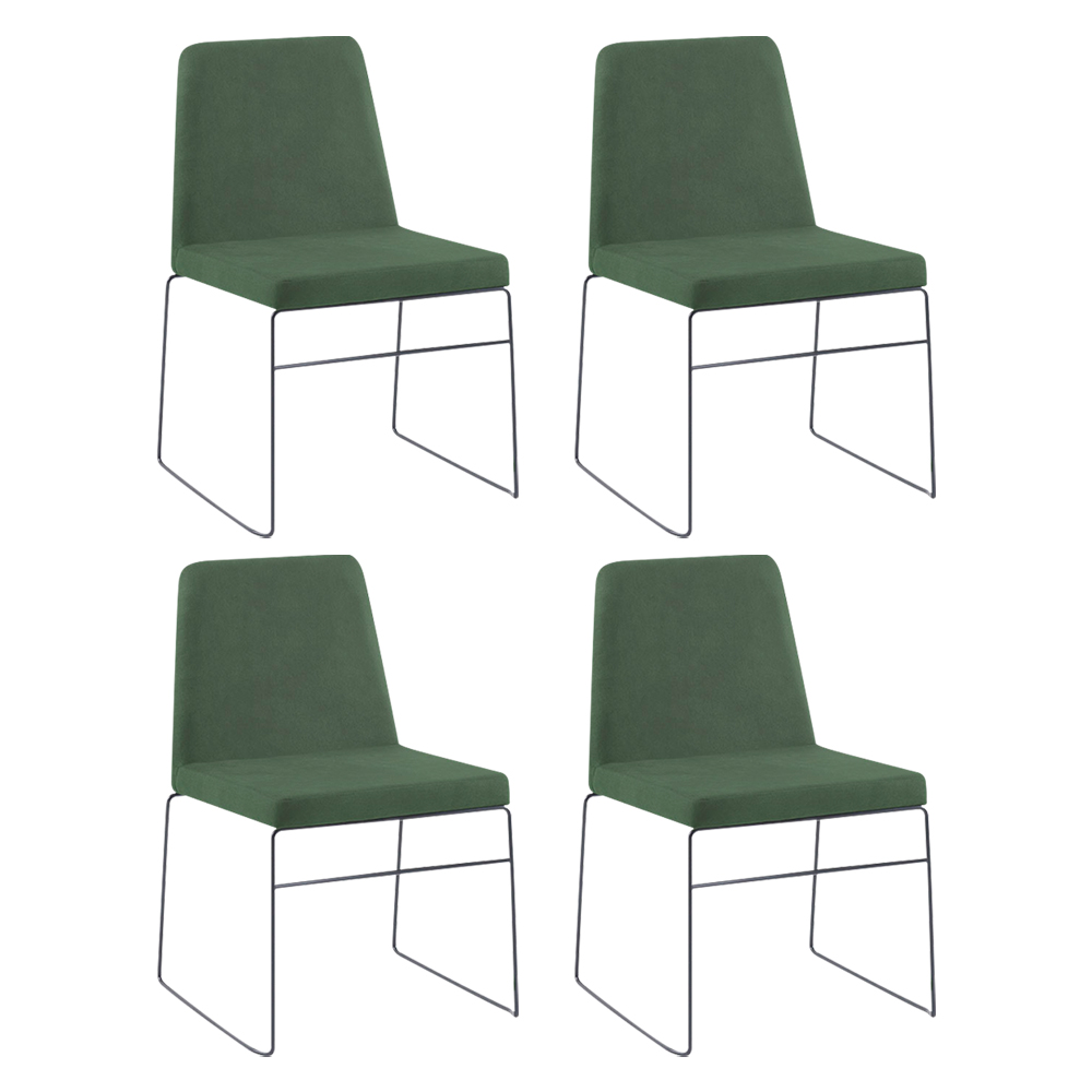 Kit 4 Cadeiras Decorativa Sala de Jantar Anne Linho Verde G17 - Gran Belo