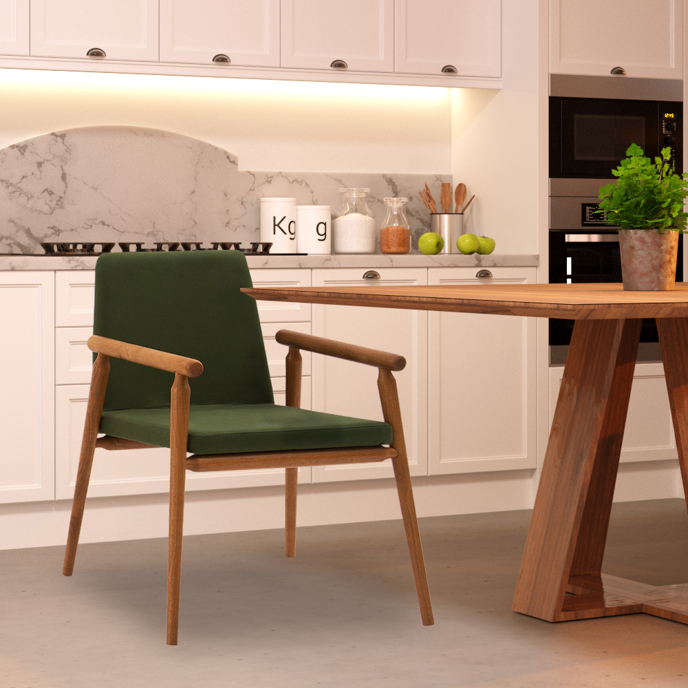 Kit 4 Cadeiras Decorativa Sala de Jantar Sidnei Veludo Verde G17 - Gran Belo