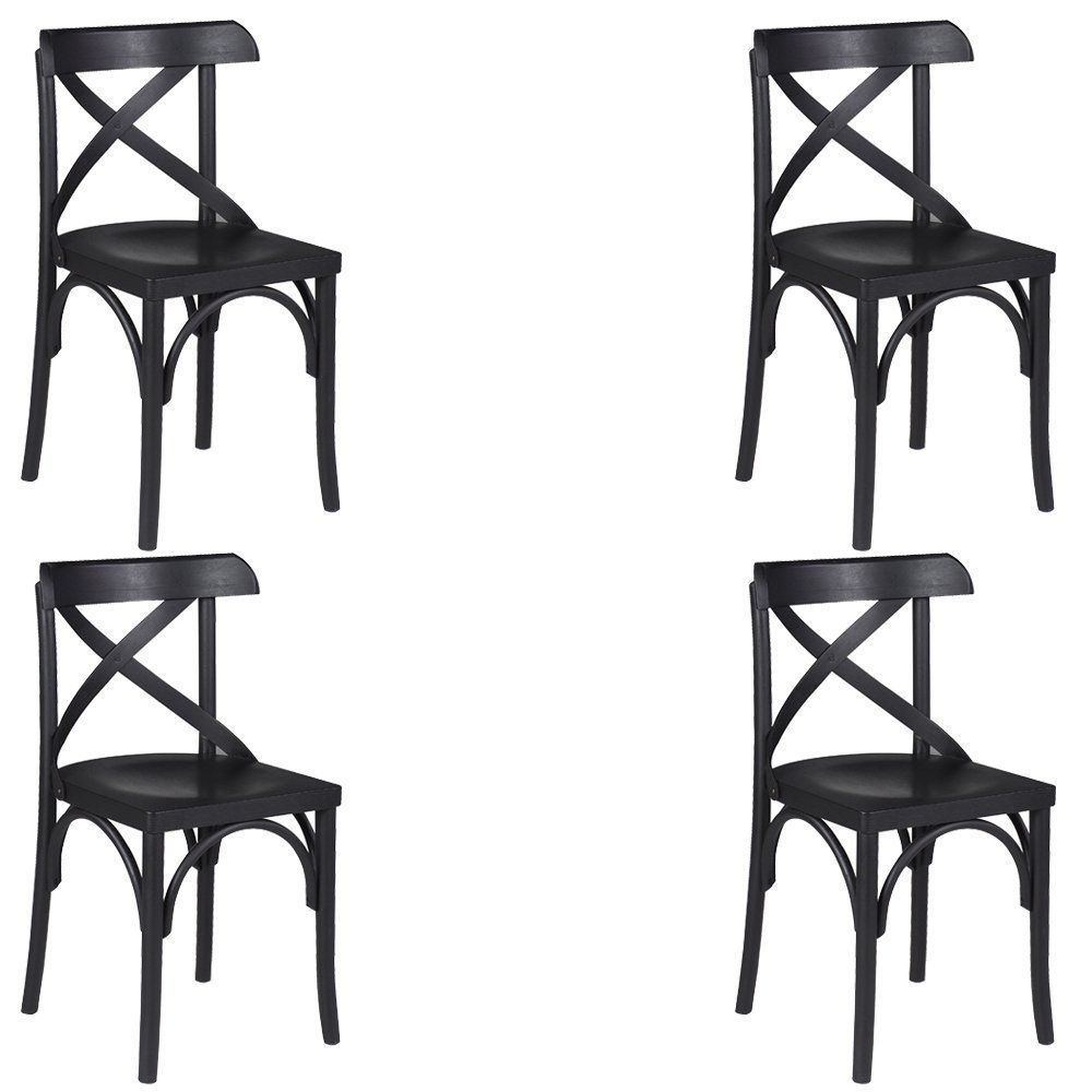 Kit 4 Cadeiras Decorativas Crift Preto - Gran Belo