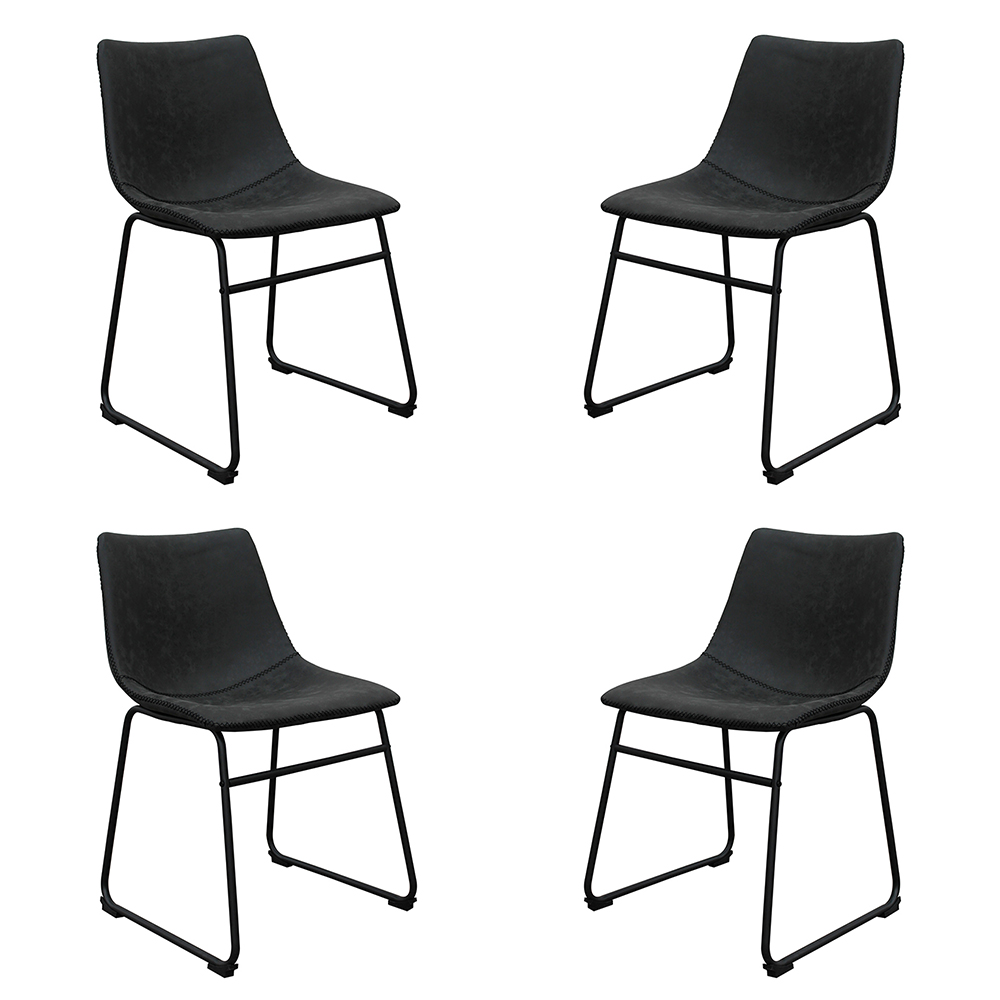 Kit 4 Cadeiras Decorativas Marquezine Sala de Jantar PU Base Aço Preto G56 - Gran Belo