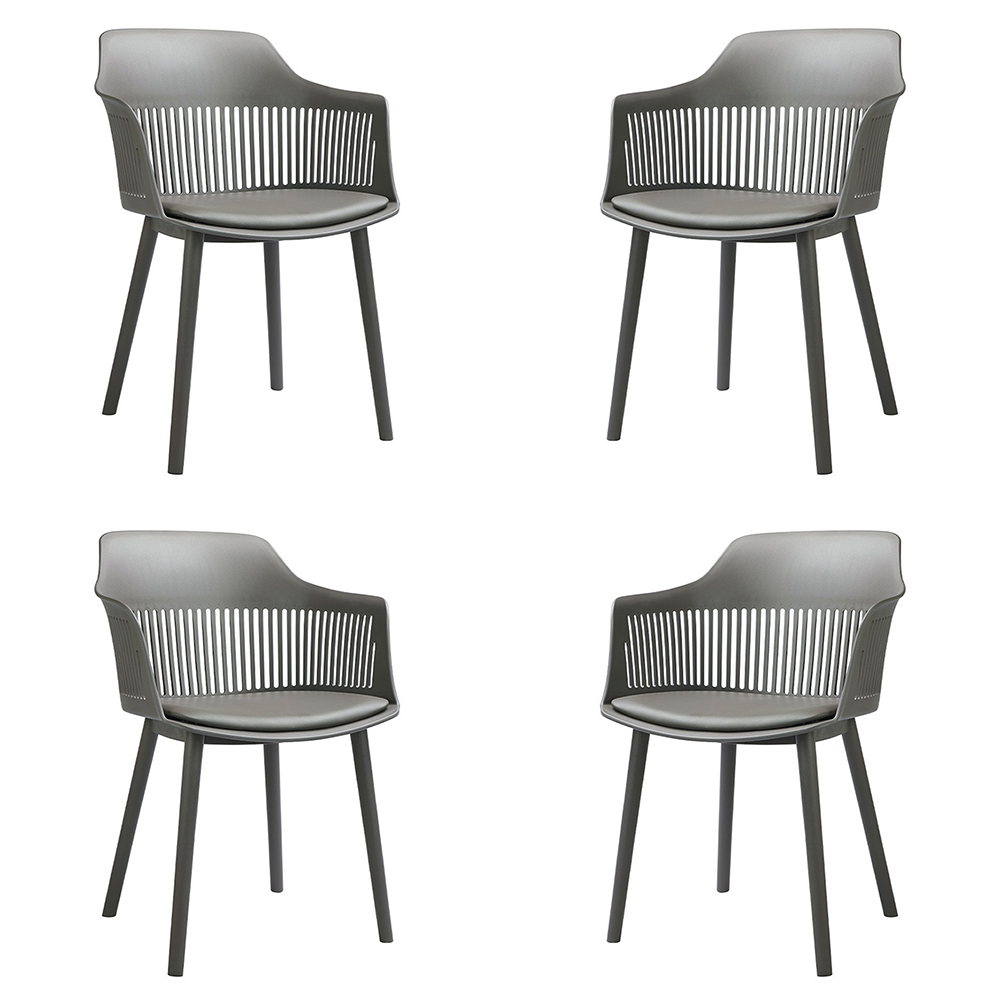 Kit 4 Cadeiras Decorativas Prescott Sala de Jantar PP/PU Cinza G56 - Gran Belo