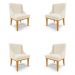 Kit 4 Cadeiras Decorativas Sala de Jantar Base Fixa de Madeira Firenze Linho Bege/Castanho G19 - Gran Belo