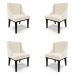 Kit 4 Cadeiras Decorativas Sala de Jantar Base Fixa de Madeira Firenze Linho Bege/Preto G19 - Gran Belo