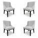 Kit 4 Cadeiras Decorativas Sala de Jantar Base Fixa de Madeira Firenze Linho Cinza/Preto G19 - Gran Belo