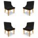 Kit 4 Cadeiras Decorativas Sala de Jantar Base Fixa de Madeira Firenze Linho Preto/Castanho G19 - Gran Belo