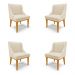 Kit 4 Cadeiras Decorativas Sala de Jantar Base Fixa de Madeira Firenze PU Bege/Castanho G19 - Gran Belo