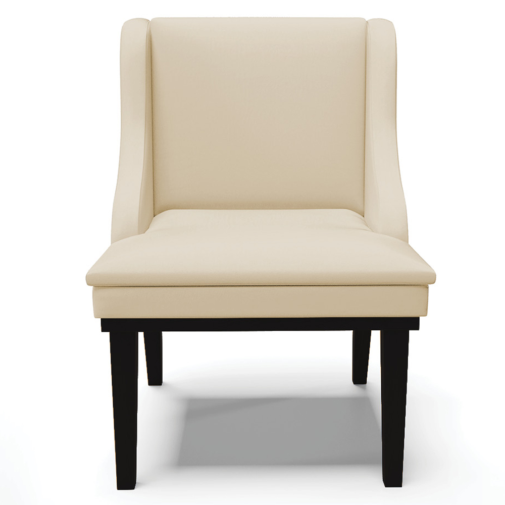 Kit 4 Cadeiras Decorativas Sala de Jantar Base Fixa de Madeira Firenze PU Bege/Preto G19 - Gran Belo